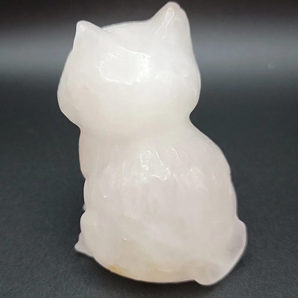 256g White Quartz Natural Gemstone Cat Kitten Feline Figurine 3